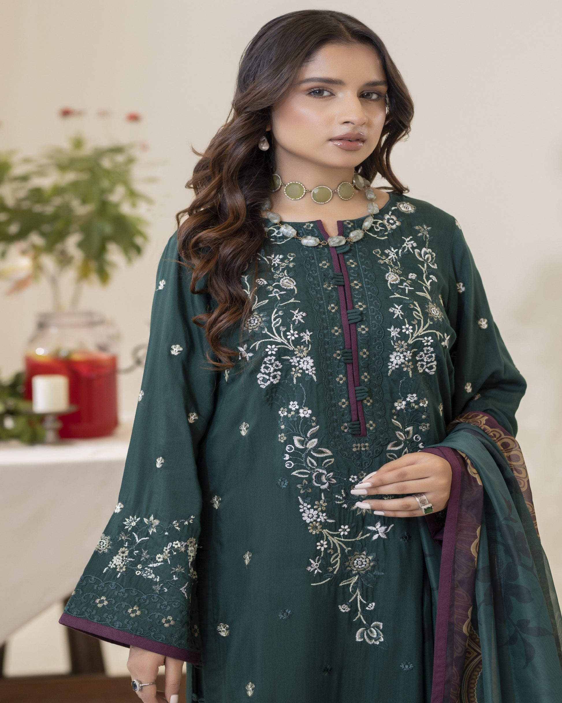 Amaya viscose shirt embroidery close-up β winter collection