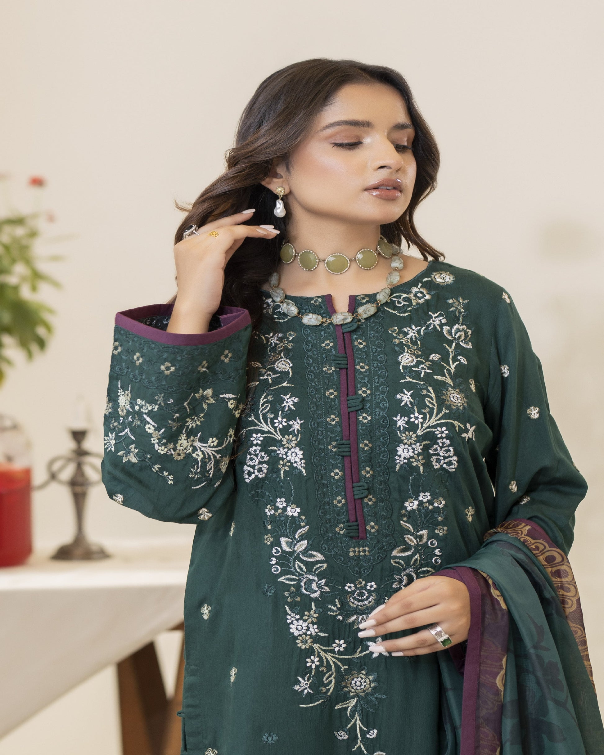 Amaya viscose shirt embroidery close-up β winter collection