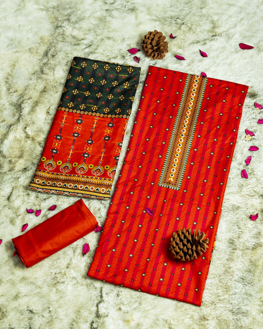 QL-DPSL-V1-01 Digitally Printed Slub Linen 3PCs