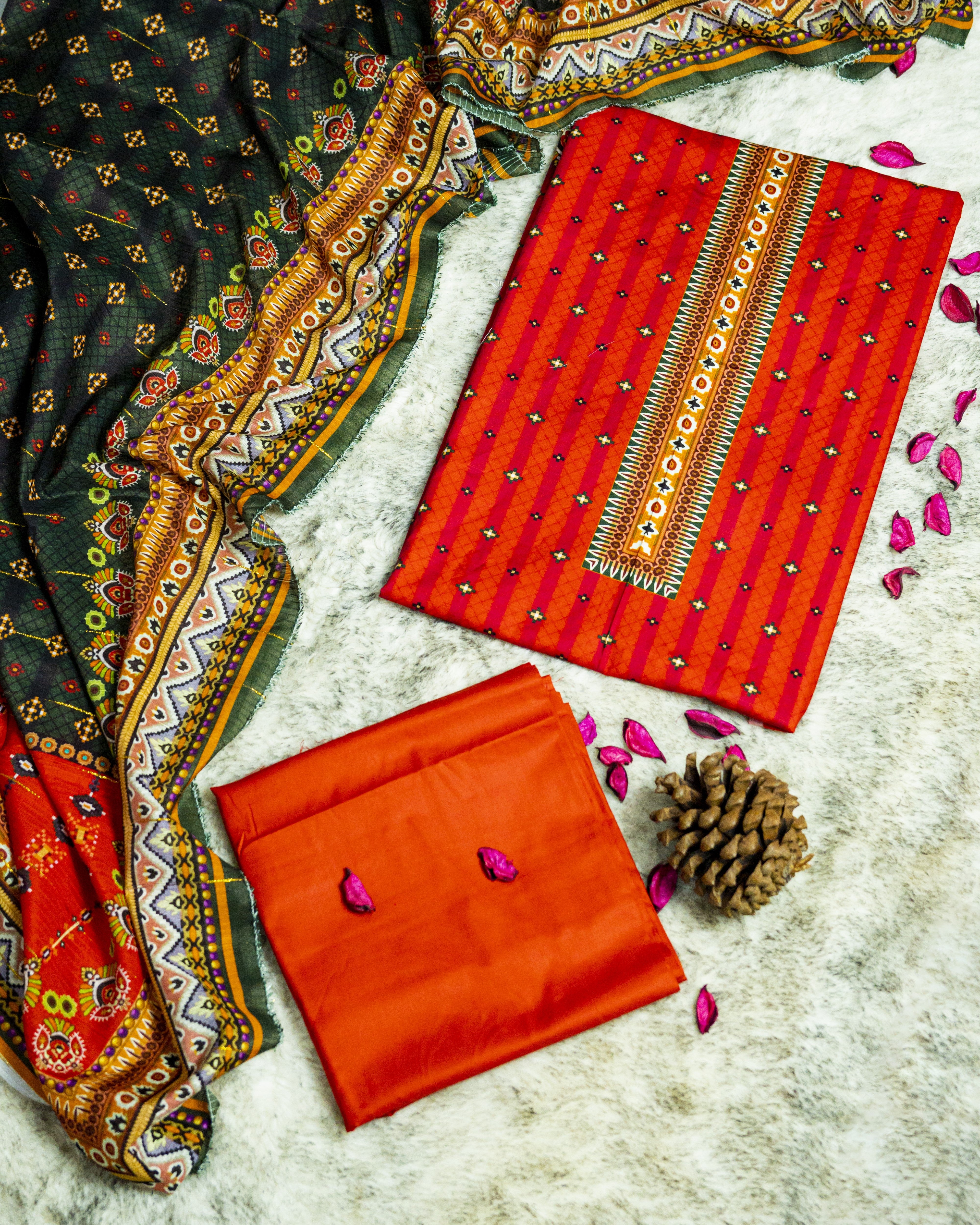 QL-DPSL-V1-01 Digitally Printed Slub Linen 3PCs