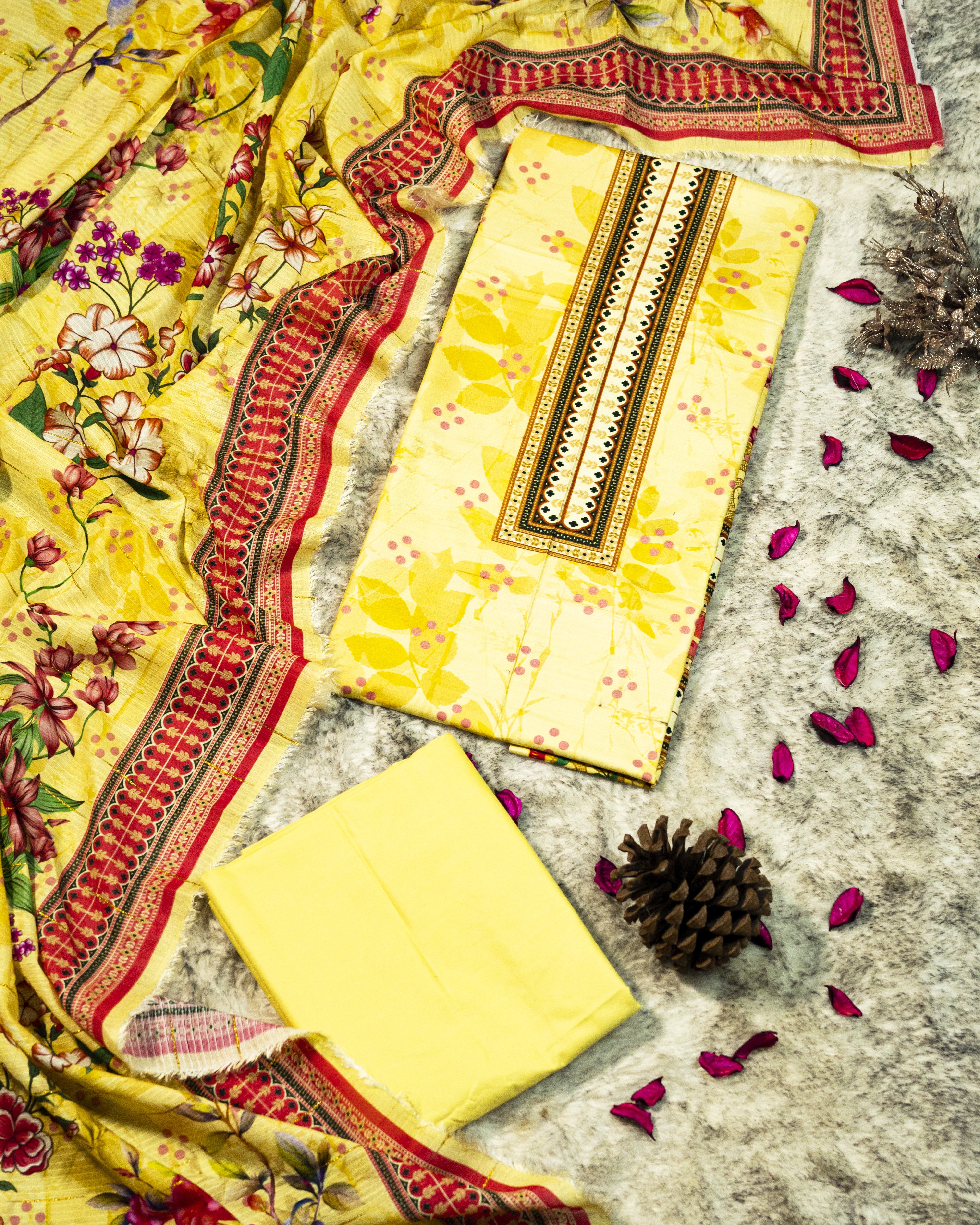 QL-DPSL-V1-02 Digitally Printed Slub Linen 3PCs