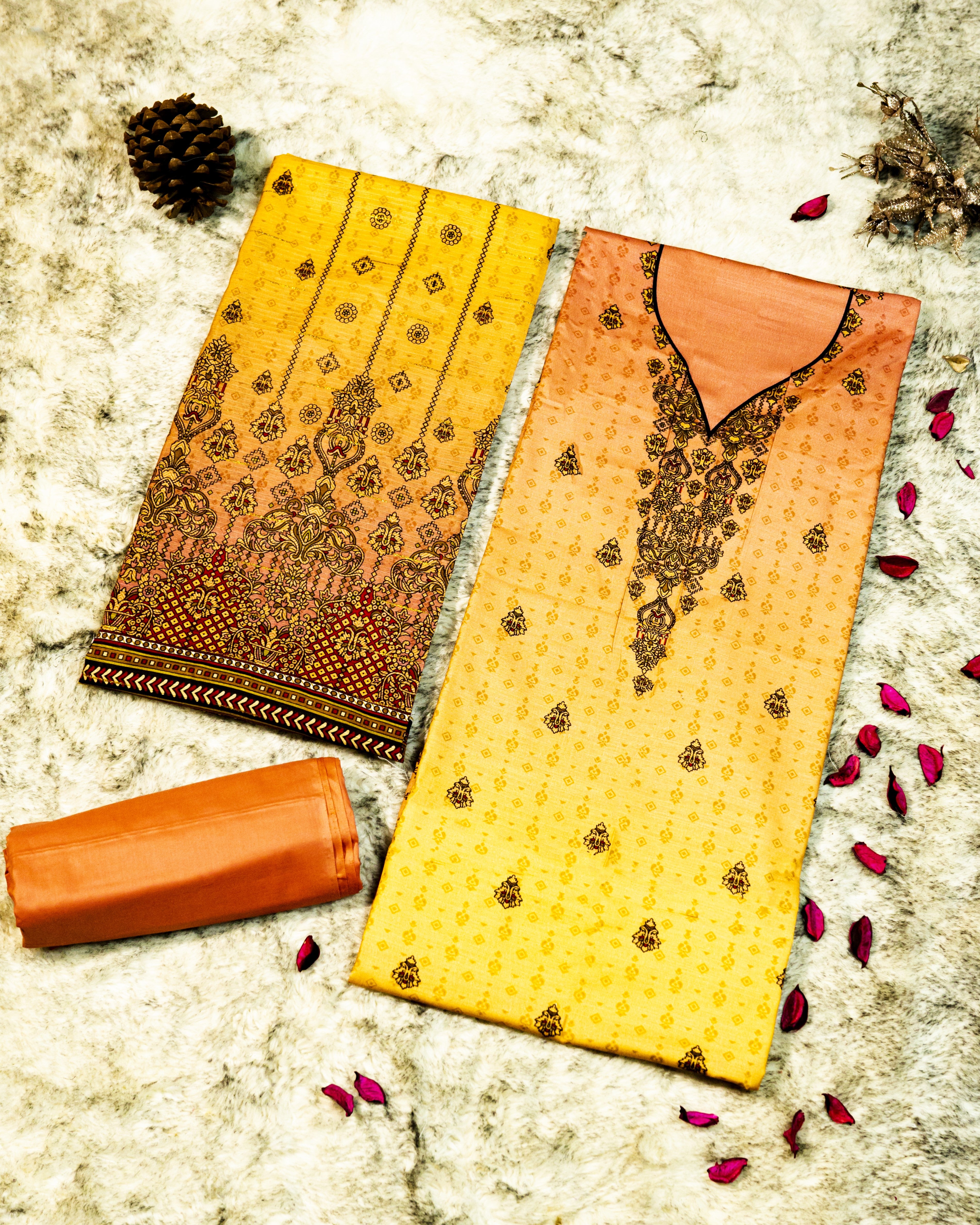 QL-DPSL-V1-04 Digitally Printed Slub Linen 3PCs