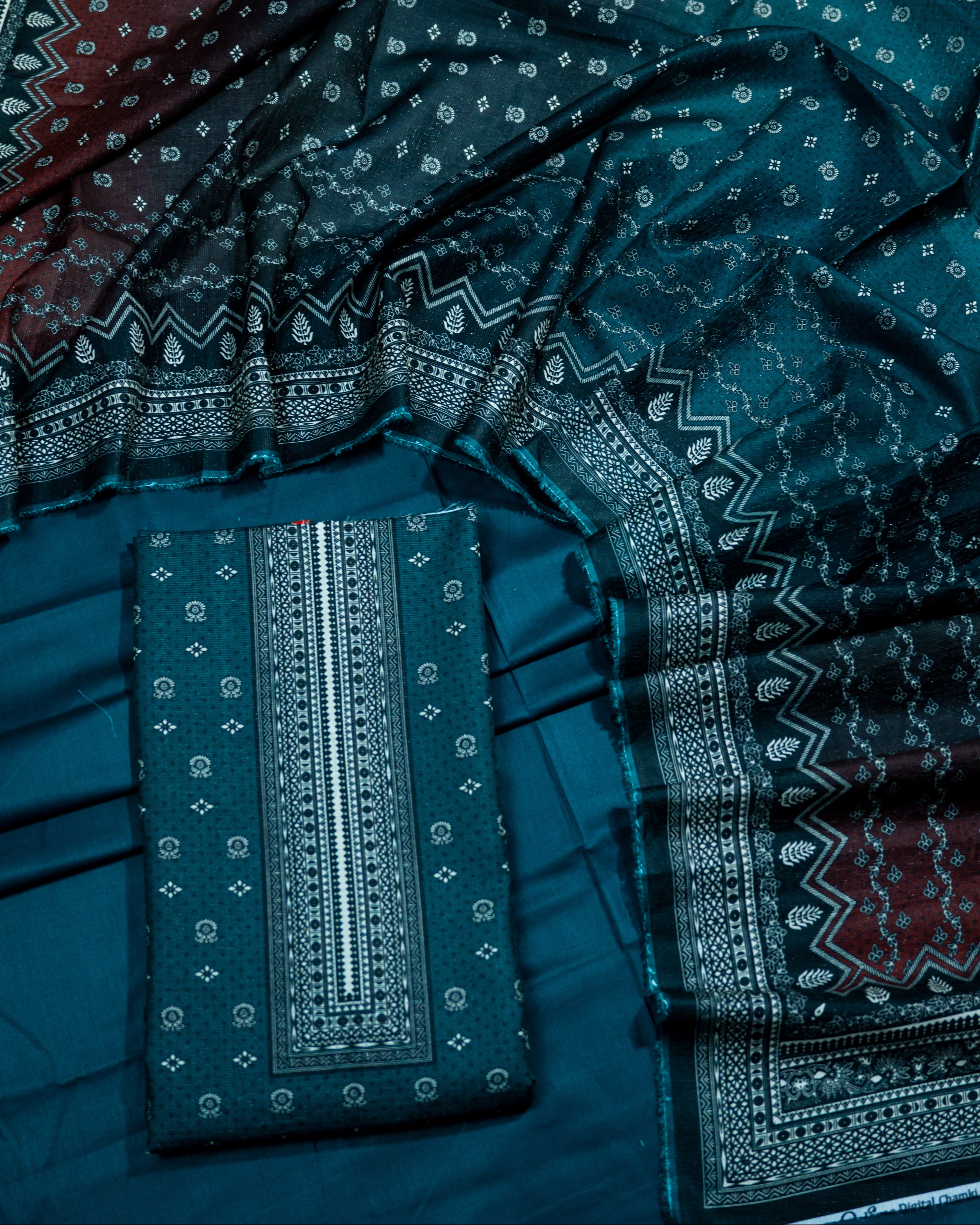 QL-DFSL-V1-05 Digitally Printed Fancy Stripe Lawn 3 Pcs