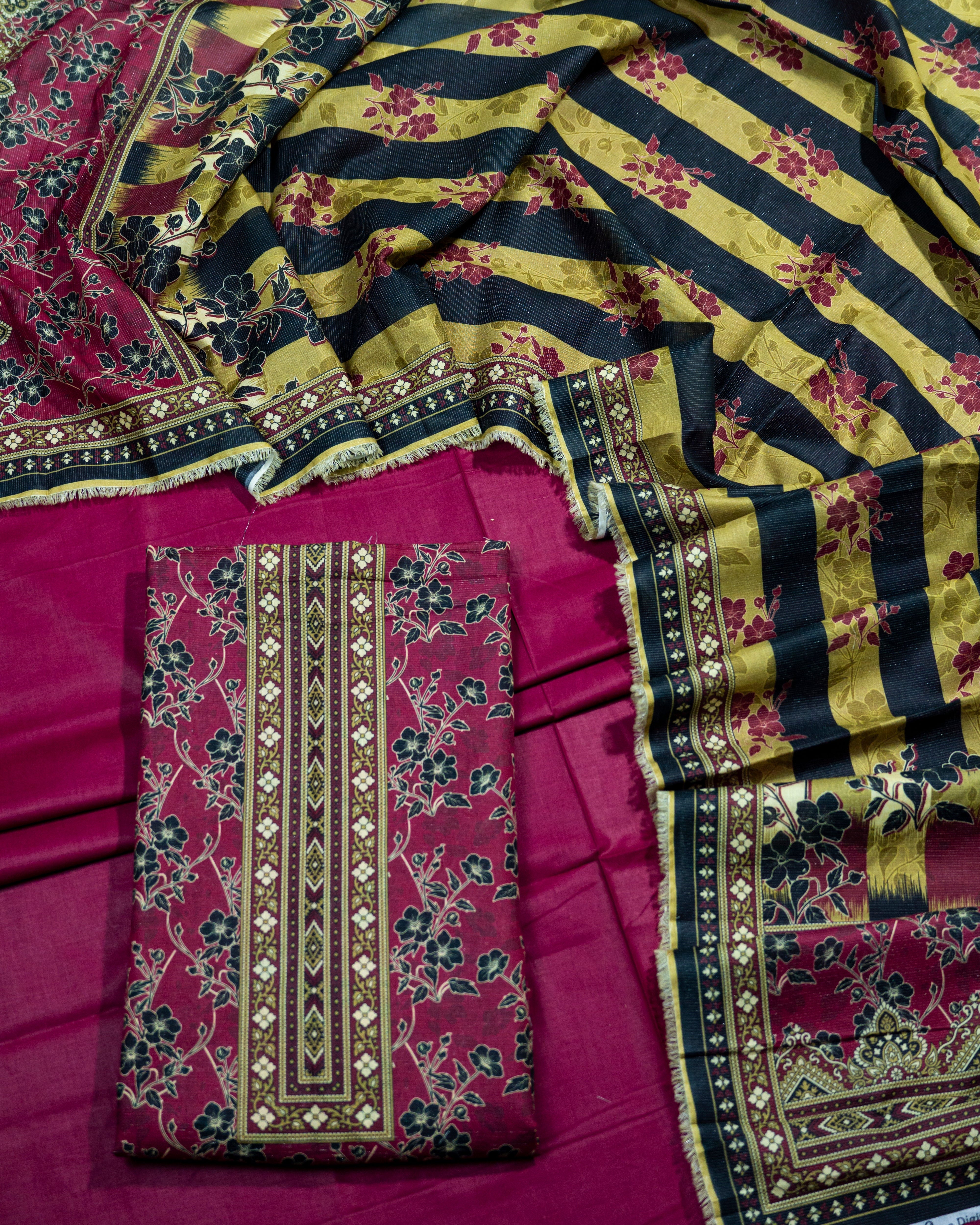 QL-DFSL-V1-02 Digitally Printed Fancy Stripe Lawn 3 Pcs