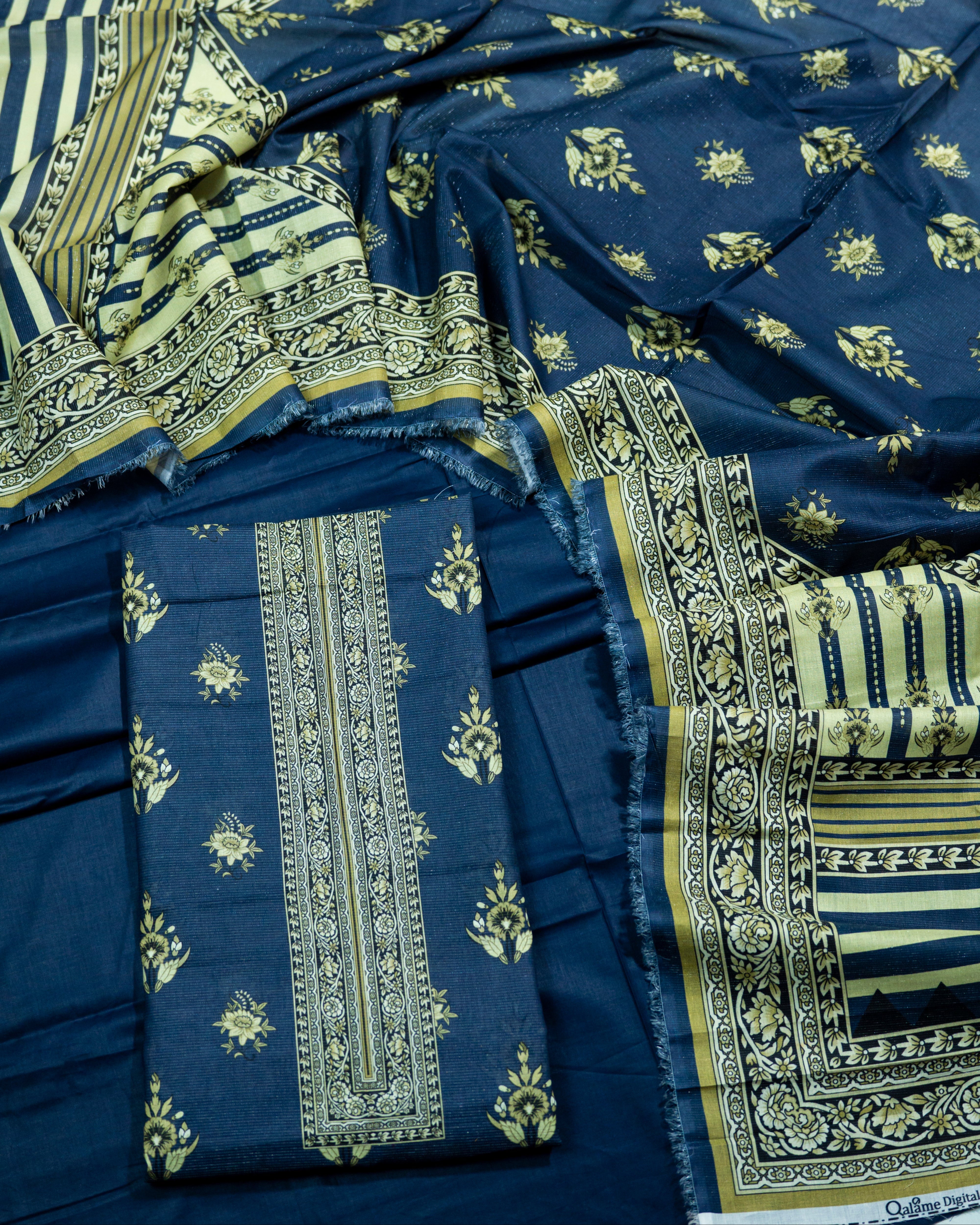 QL-DFSL-V1-03 Digitally Printed Fancy Stripe Lawn 3 Pcs